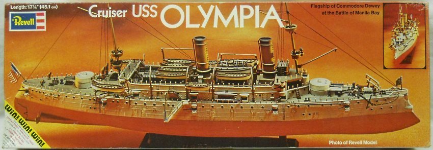 Revell 1/232 Cruiser USS Olympia With Toms PE Super Detail Set and Scaledecks Wood Deck, H443 plastic model kit